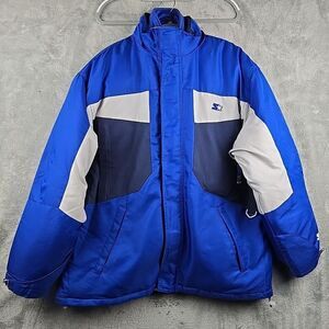 Vintage Starter Down Filled Winter Jacket Mens‎ Size Large Blue Heavy Snow Coat